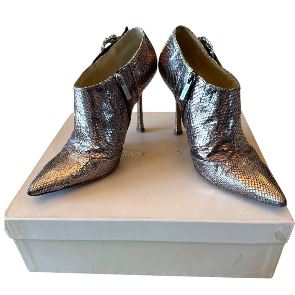 Jimmy Choo Pink Snakeskin Ankle Bling Boots 38/8 - Picture 11 of 14